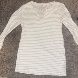 long sleeve white and silver striped top!